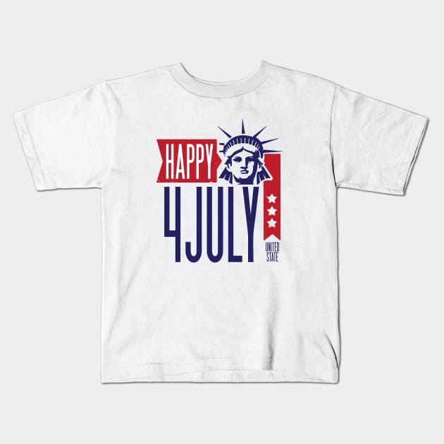 Happy 4th July Kids T-Shirt by Skidipap